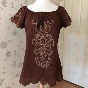 Charlotte Russe Gold Embroidered Tunic